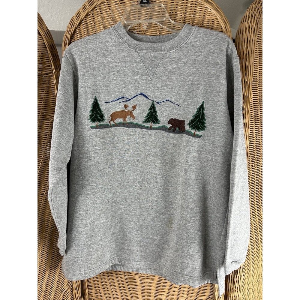 Sweatshirt Bear Moose Mountain Scene Small Studio Works And Company